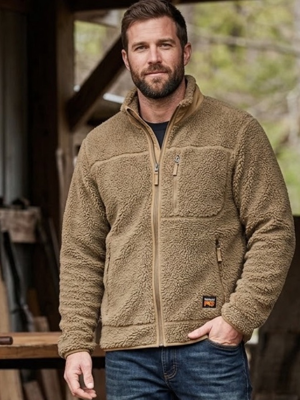 Timberland Pro Men's Brown Fleece Full Zip Jacket size Medium